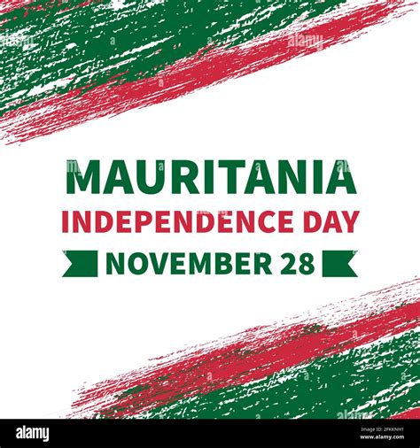 Mauritania Independence Day Banner With Brush Stroke Flag Holiday