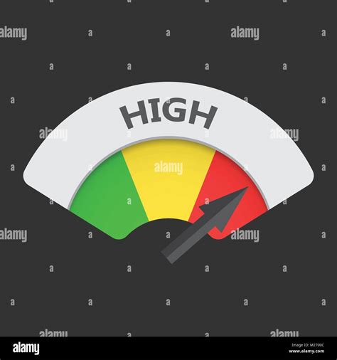 High Level Risk Gauge Vector Icon High Fuel Illustration On Black