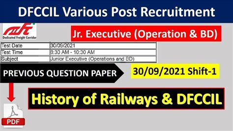 History Of Railway And Dfccil Question Important Question Of Railway