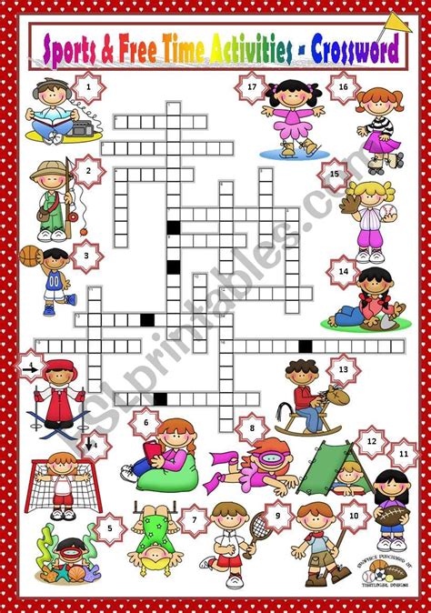 Sports Free Time Activities Crossword Esl Worksheet By Macomabi