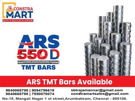 12 Mm Ars Steel Tmt Bars Fe 550d At Rs 68kg In Chennai Id