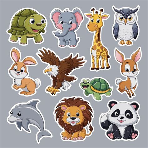 Animals Stickers Collection Premium Ai Generated Vector