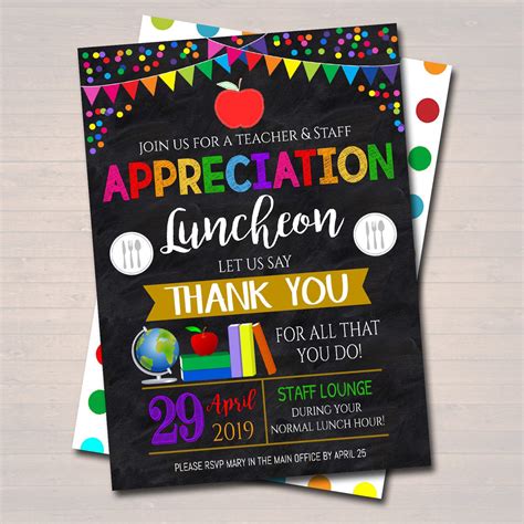 Teacher And Staff Appreciation Week Luncheon Invitation Tidylady | Images and Photos finder