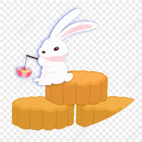 Jade Rabbit Sitting On Moon Cake PNG Transparent Background And Clipart