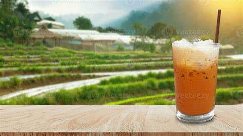 Iced Thai Milk Tea In Glass Milk Ice Tea Cheddar Is A Traditional