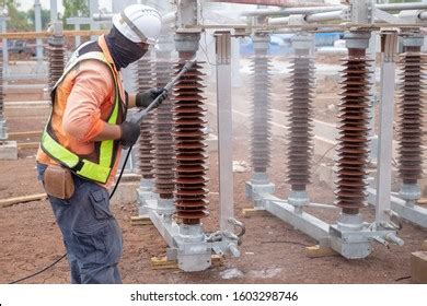 Cleaning Highvoltage Insulators Before Install Switch Stock Photo