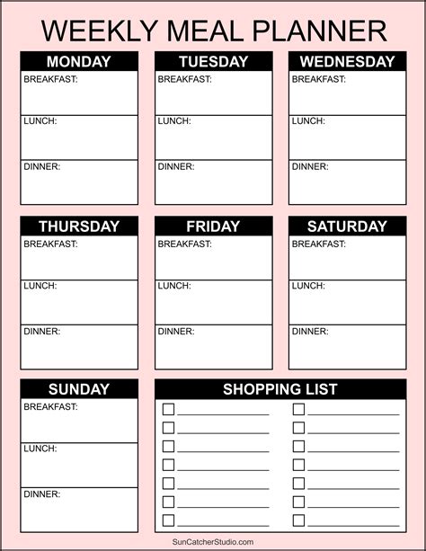 Meal Planners Printable Weekly Menu Templates Pdf Diy Projects