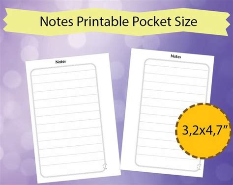 Pocket Size Printable Filofax Pocket Size Pocket Size Notes | Etsy