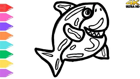 How to draw a Baby Shark | Drawing, Painting and coloring for kids ...