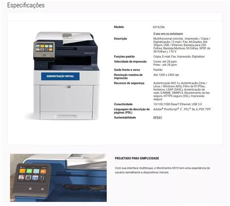 Multifuncional Xerox Laser Workcentre 6515dn Color A4 — Hardstore Informática Loja De