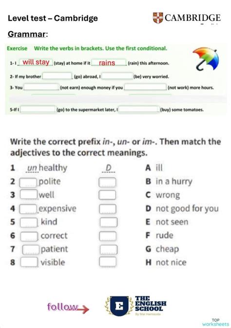 Cambridge Test 1 Interactive Worksheet Topworksheets