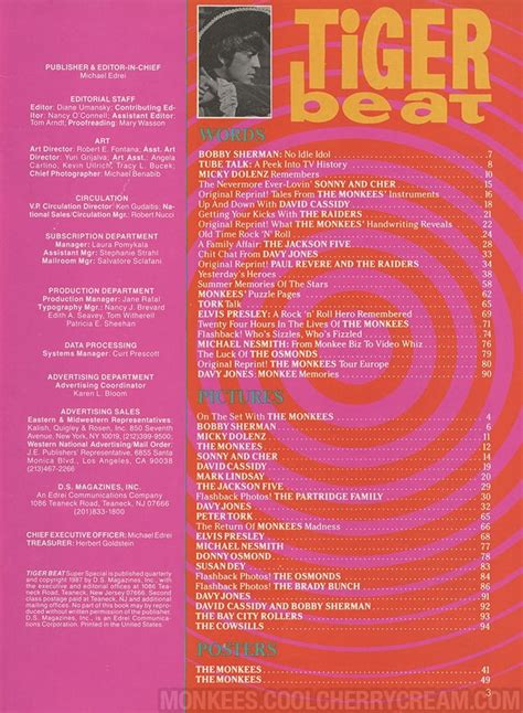 Tiger Beat Super Special 1987 Sunshine Factory Monkees Fan Site