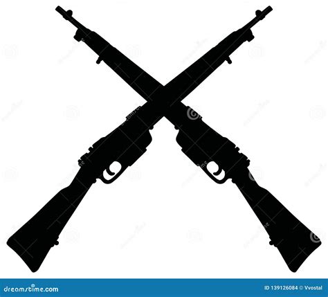 Two Silhouettes Of Old Military Rifles Stock Vector Illustration Of