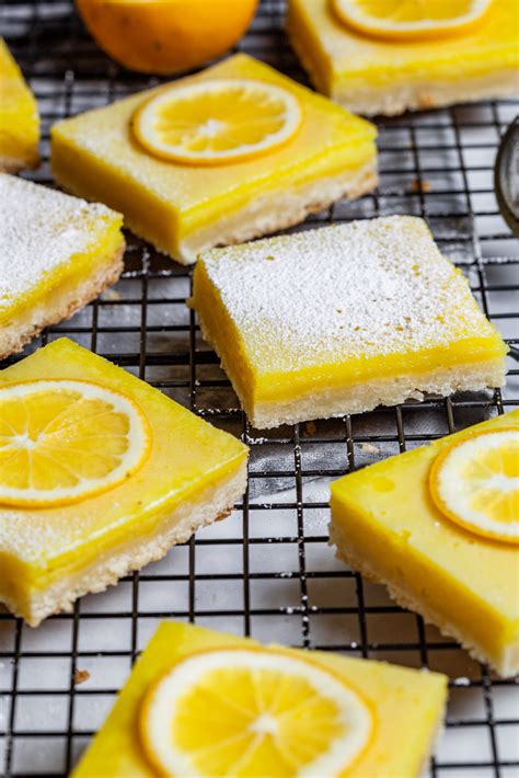 Classic Easy Meyer Lemon Bars With Shortbread Crust Olive And Mango