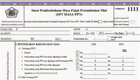 Formulir Spt Masa Ppn Format Excel Surat Pemberitahuan Masa