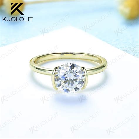 Kuololit 2CT Moissanite Rings For Women Solid 18K 14K 10K 925 Sliver