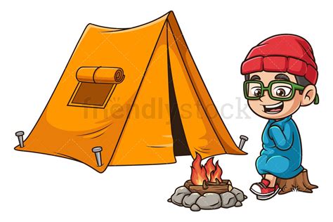 Boys Camping Cartoon