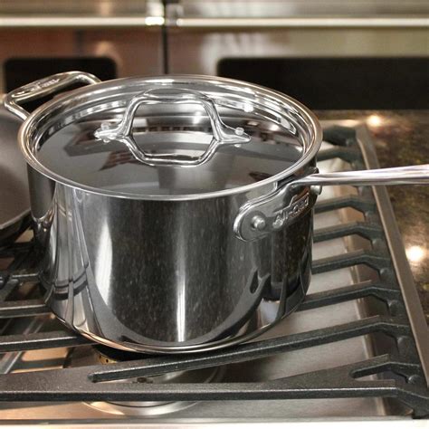 All Clad Stainless Quart Sauce Pan With Loop Lid Bbqguys