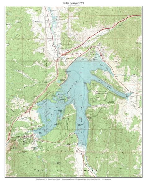 Dillon Reservoir 1970 Old Map Topographical Custom Composite Etsy