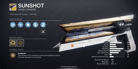 Destiny Sunshot Boost Exotic Hand Cannon Farming