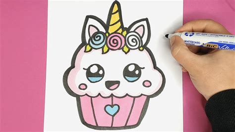 Kawaii Einhorn Cupcake Malen Kawaii Bilder Easy Drawings Dibujos The