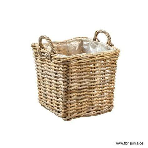 Korb Rattan 30x30x30cm mit Henkel Kubu Split Körbe mit Folie Körbe