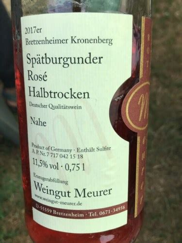 Meurer Bretzenheimer Kronenberg Sp Tburgunder Ros Halbtrocken Vivino Us