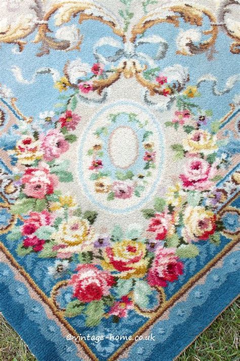 Vintage Home Glorious S Pink Roses On Blue Carpet Shabby Chic