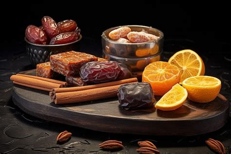 Premium Photo Cinnamon Candies And Date Fruits