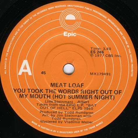 Meat Loaf You Took The Words Right Out Of My Mouth Vinyl