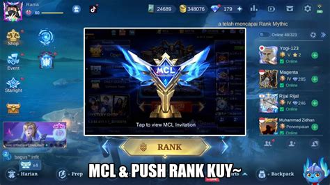 MCL PUSH RANK KE MYTHICAL GLORY KUY Mobile Legends YouTube