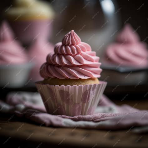 Premium Photo | Pink cupcake with pink frosting illustration images