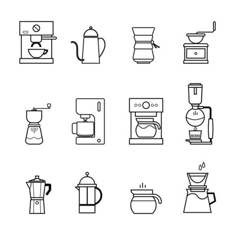 Coffee Brewing Methods Icons Set Stock Vector Image By Olyzel