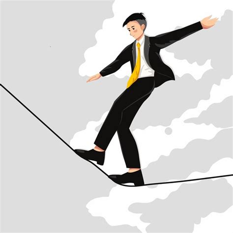 Premium Vector Businessman Walking On The Tightrope Balancing