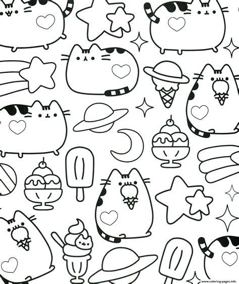 Kawaii Pusheen Coloring Pages Printable