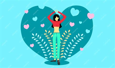 Premium Vector Self Love Flat Vector Illustration Girl Posing With