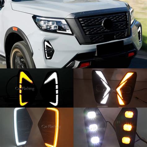 Led luz de circulação diurna drl para nissan navara np300 fronteira