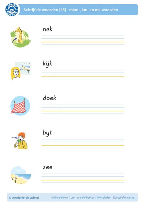 Schrijf De Woorden 45 Mkm Km En Mk Woorden