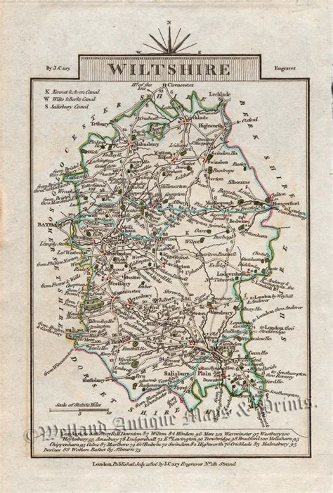 WILTSHIRE By J Cary C 1806 Ex Traveller S Companion Welland