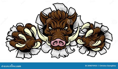 boar wild hog razorback warthog pig sports mascot stock image