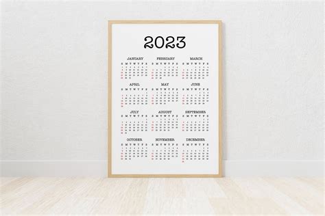 Printable 2023 Calendar Print Digital Download Printable - Etsy