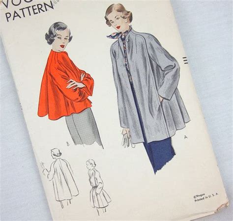 Vintage 50s Swing Coat Sewing Pattern Vogue 6706 Etsy Canada Vogue