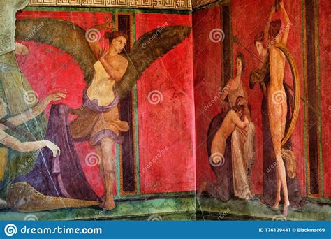 L Antico Affresco Romano Di Pompei Che Mostra Un Dettaglio Del Mistero