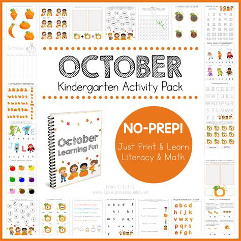 Pumpkin Theme No Prep Kindergartnen Activity Pack For October 1 1 1 1