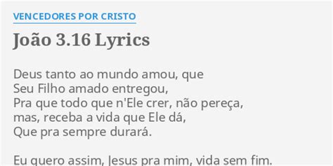 Jo O Lyrics By Vencedores Por Cristo Deus Tanto Ao Mundo