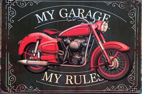 My Garage Rustic Retro Vintage Metal Tin Sign Man Cave Shed And Bar S