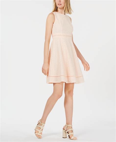 Calvin Klein Eyelet Fit And Flare Dress Macys