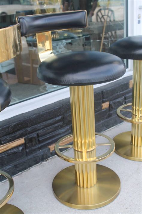 Vintage Set Four Swivel Brass Excalibur Barstools Bar Stools Design For