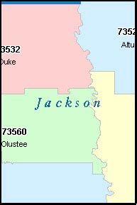 Jackson County Oklahoma Digital Zip Code Map