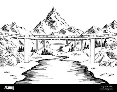 River Prints Black And White Bridge Picture